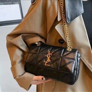 Black and Gold Quilted Shoulder Bag